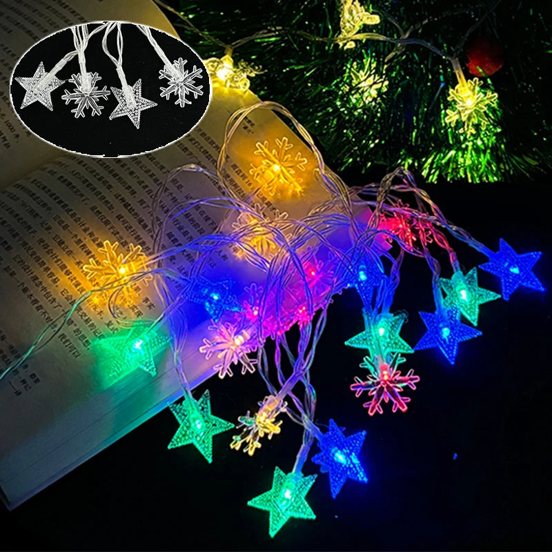 Elk Xmas Tree String Lamp Lights Christmas Tree Warm Atmosphere Decorations New Year Gifts Merry Christmas LED String Light Star