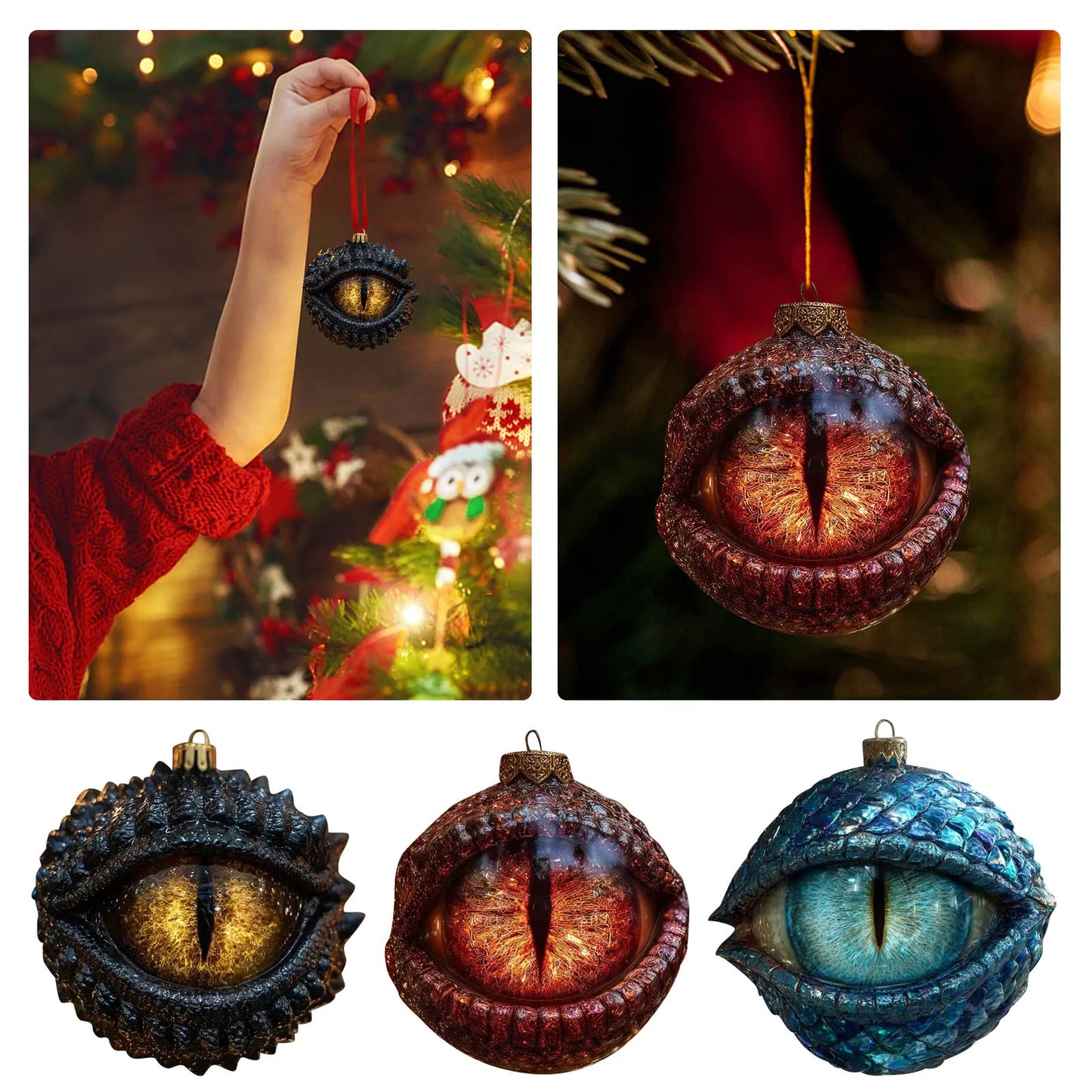 Dragon Eye Shaped Acrylic Christmas Ornament Dark Christmas Decoration Hanging Ornament Festive Atmosphere Item Christmas Gnome