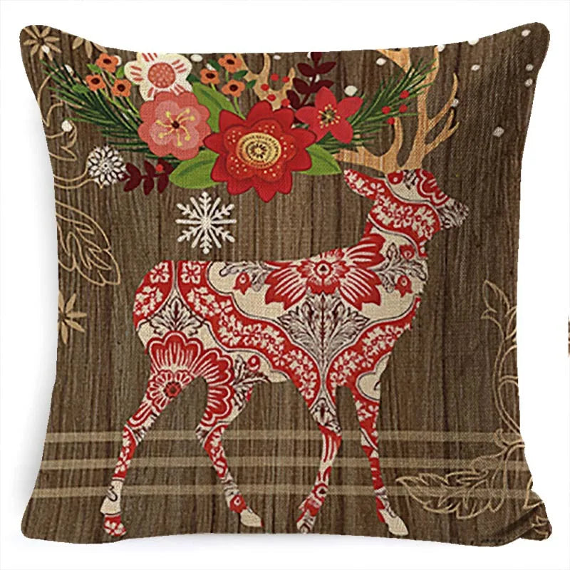 45x45cm Christmas Decoration Pillowcase Xmas Tree Elk Snowman Cottoon Pillow Case Happy New Year Cushion Cover 2024