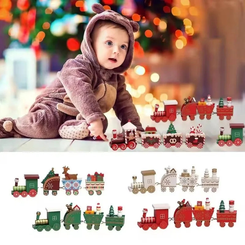 Moving Wooden Christmas Train - Home Xmas Ornament, Noel Navidad Gifts & Happy New Year 2025 Christmas Decor
