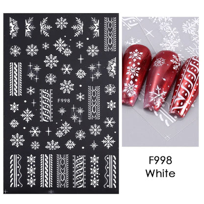 1PCS Christmas White Snowflakes 3D Nail Stickers Nail Art Decoration Cartoon Santa Claus Snowman Stickers Nail Accessories
