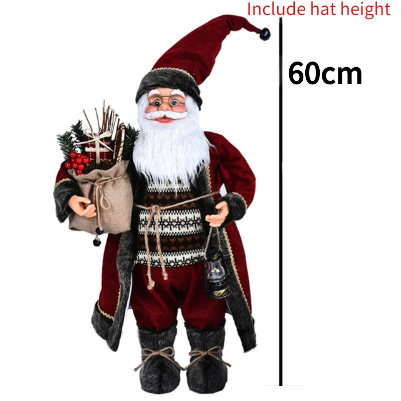 60cm Large Santa Claus Merry Christmas Decorations for Home Happy New Year 2023 Santa Claus Doll Window Decorations Home gift