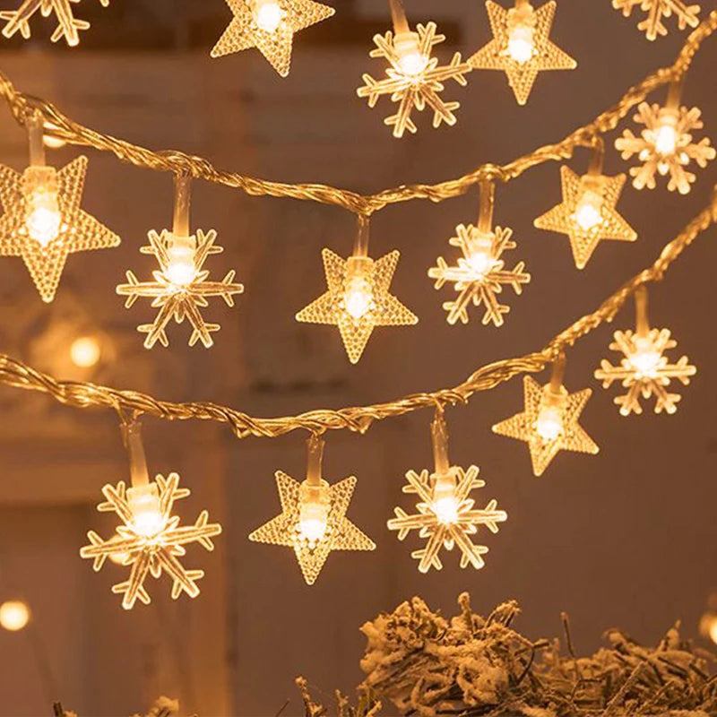 1-10M Christmas Snowflake star light string Moon star string lights for Xmas Party Supplie Tree Garden home Decorations
