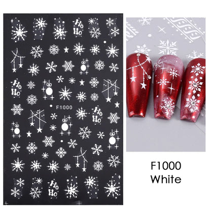 1PCS Christmas White Snowflakes 3D Nail Stickers Nail Art Decoration Cartoon Santa Claus Snowman Stickers Nail Accessories