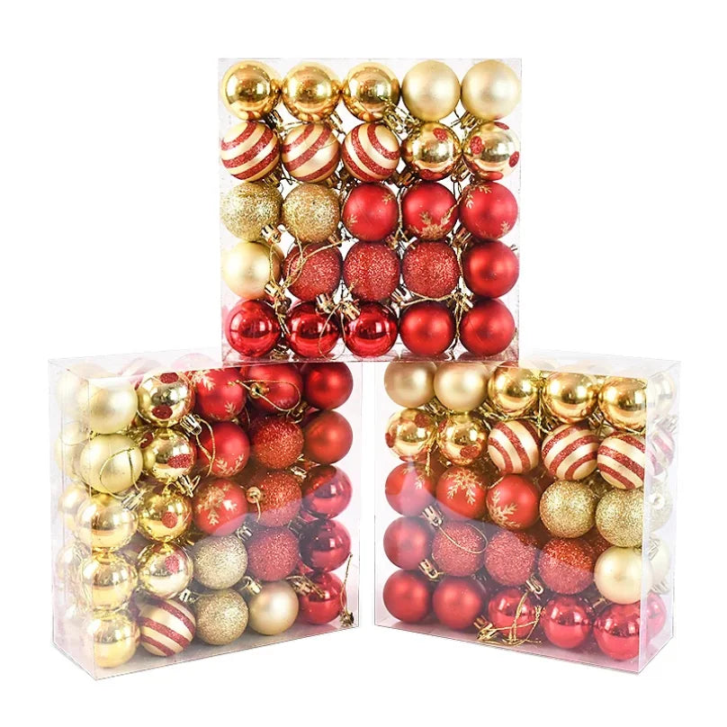50Pcs/box Christmas Tree Balls Ornament Red Gold Hanging Bauble Pendant 2026 Christmas Decoration for Home 2026 New Year Gifts