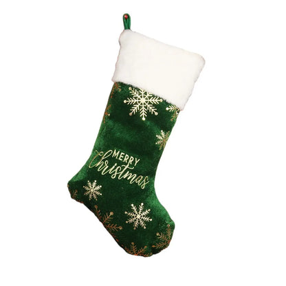 Embroidered Personalized Christmas Stocking Snowflake Pattern Red/Green Christmas Sock Large Capacity Christmas Gift Bag Navidad