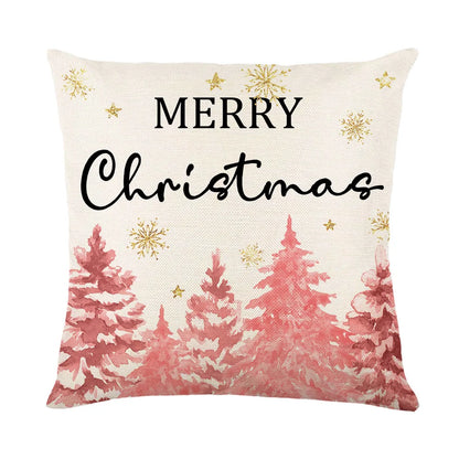 45x45cm Christmas Decoration Pillowcase Xmas Tree Elk Snowman Cottoon Pillow Case Happy New Year Cushion Cover 2024