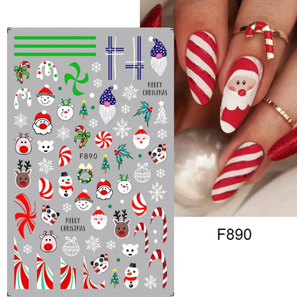1PCS Christmas White Snowflakes 3D Nail Stickers Nail Art Decoration Cartoon Santa Claus Snowman Stickers Nail Accessories