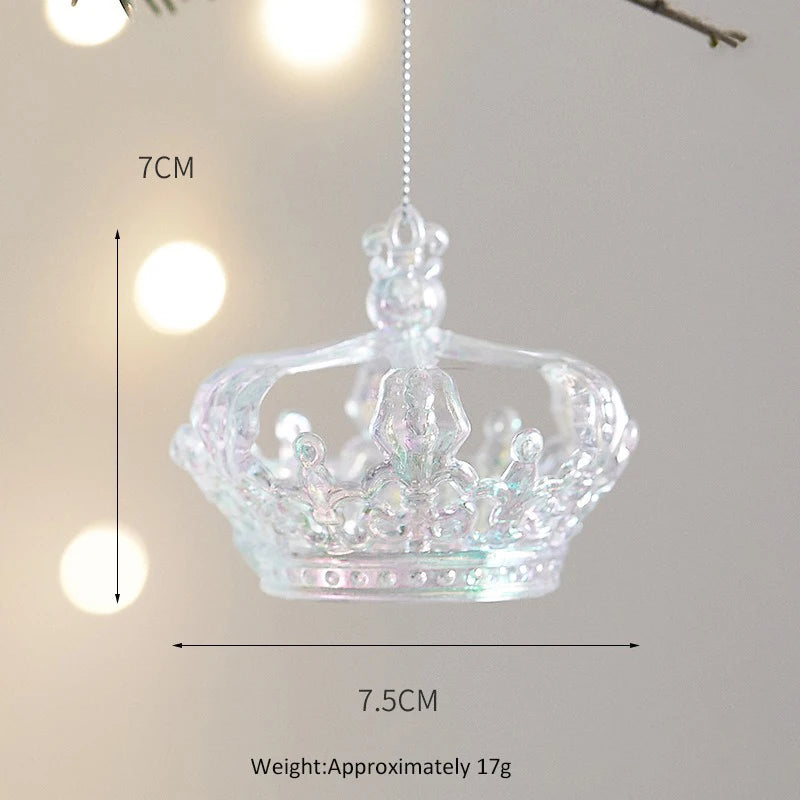 Christmas Home Decorations Crystal Acrylic Ornaments Snowflake Elk Xmas Tree Hanging Pendants Navidad 2024 New Year Gift 2025