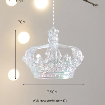 Christmas Home Decorations Crystal Acrylic Ornaments Snowflake Elk Xmas Tree Hanging Pendants Navidad 2024 New Year Gift 2025