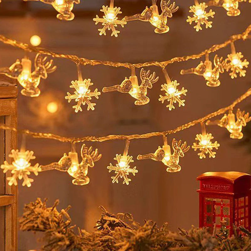 1-10M Christmas Snowflake star light string Moon star string lights for Xmas Party Supplie Tree Garden home Decorations