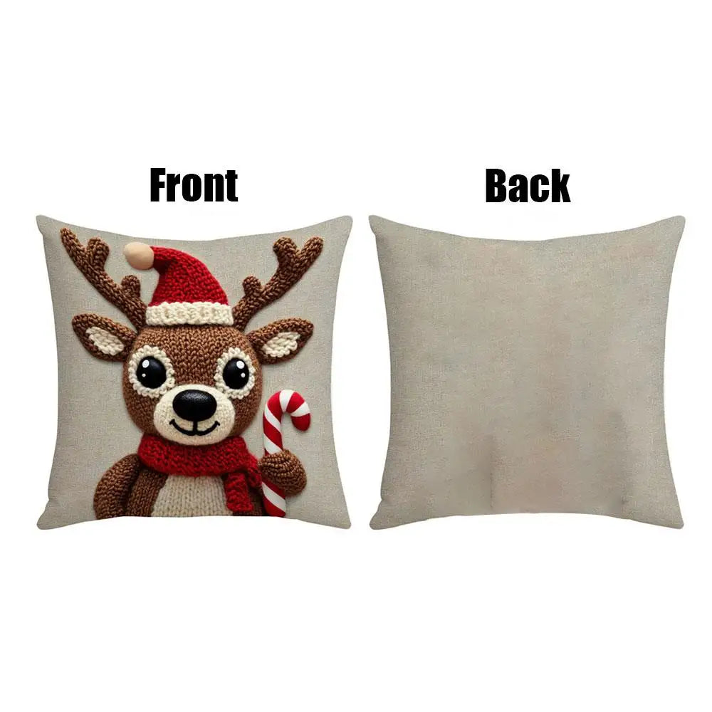 Christmas Deer Linen Pillowcase Christmas Pillowcase  Home Decor Textile Throw  Soft Modern Snowman Home Decorative Pillow Cover