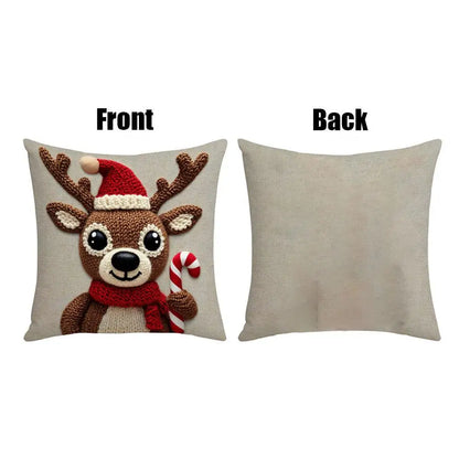 Christmas Deer Linen Pillowcase Christmas Pillowcase  Home Decor Textile Throw  Soft Modern Snowman Home Decorative Pillow Cover
