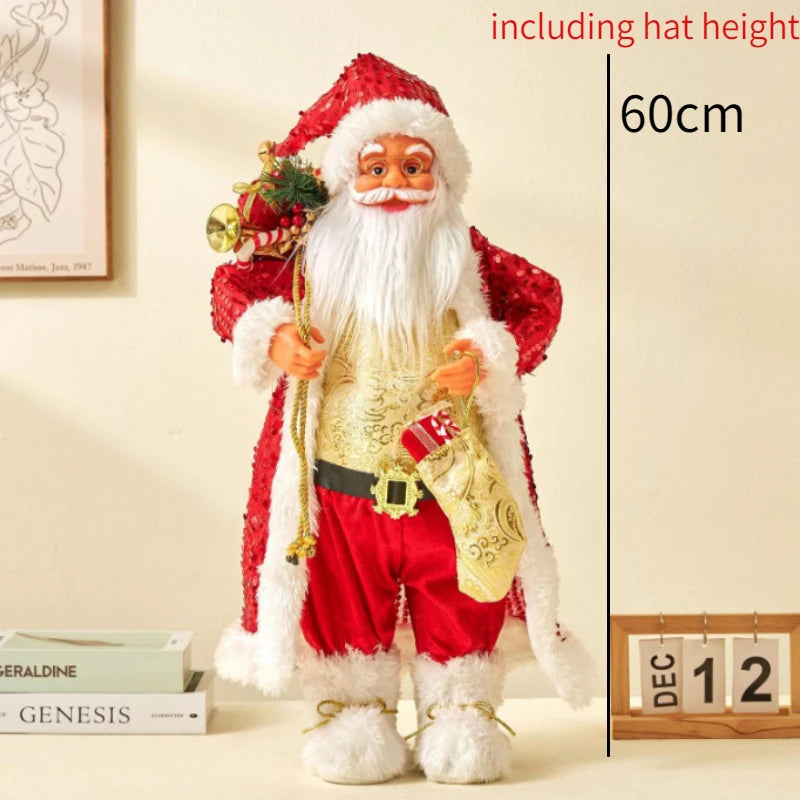 60cm Large Santa Claus Merry Christmas Decorations for Home Happy New Year 2023 Santa Claus Doll Window Decorations Home gift
