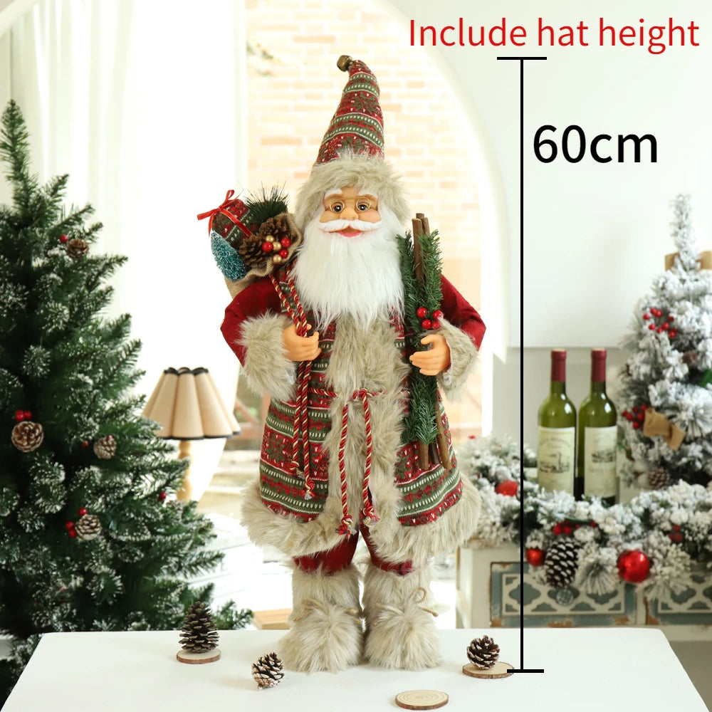 60cm Large Santa Claus Merry Christmas Decorations for Home Happy New Year 2023 Santa Claus Doll Window Decorations Home gift