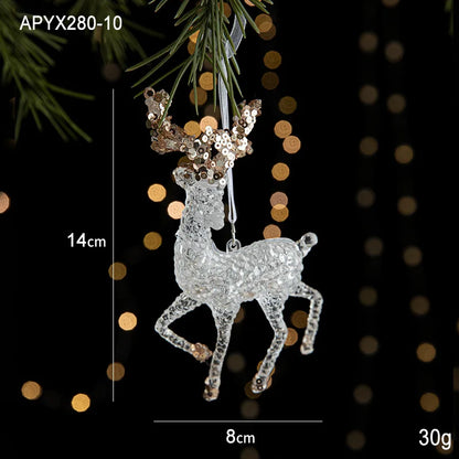 Christmas Home Decorations Crystal Acrylic Ornaments Snowflake Elk Xmas Tree Hanging Pendants Navidad 2024 New Year Gift 2025