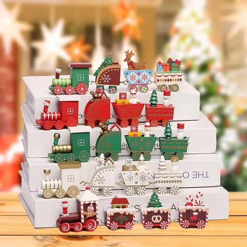 Moving Wooden Christmas Train - Home Xmas Ornament, Noel Navidad Gifts & Happy New Year 2025 Christmas Decor
