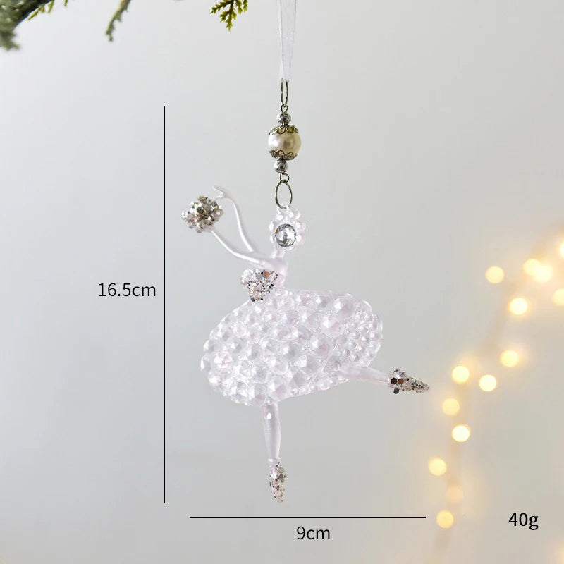 Christmas Home Decorations Crystal Acrylic Ornaments Snowflake Elk Xmas Tree Hanging Pendants Navidad 2024 New Year Gift 2025