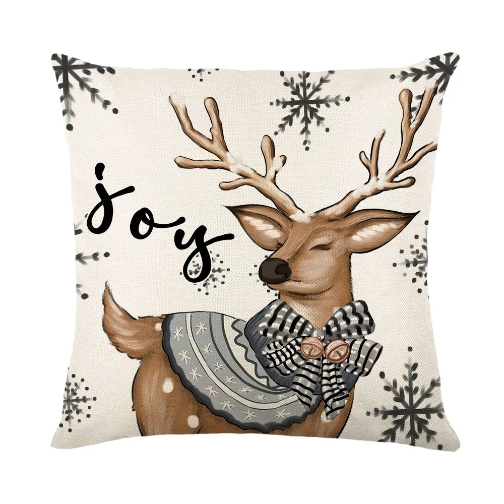 45x45cm Christmas Decoration Pillowcase Xmas Tree Elk Snowman Cottoon Pillow Case Happy New Year Cushion Cover 2024