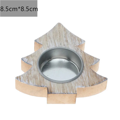 Wooden Xmas Snowflake Candlestick Christmas Tree Shape Candle Holder for Home Decoration 2022 Navidad Kerst Noel New Year Decor