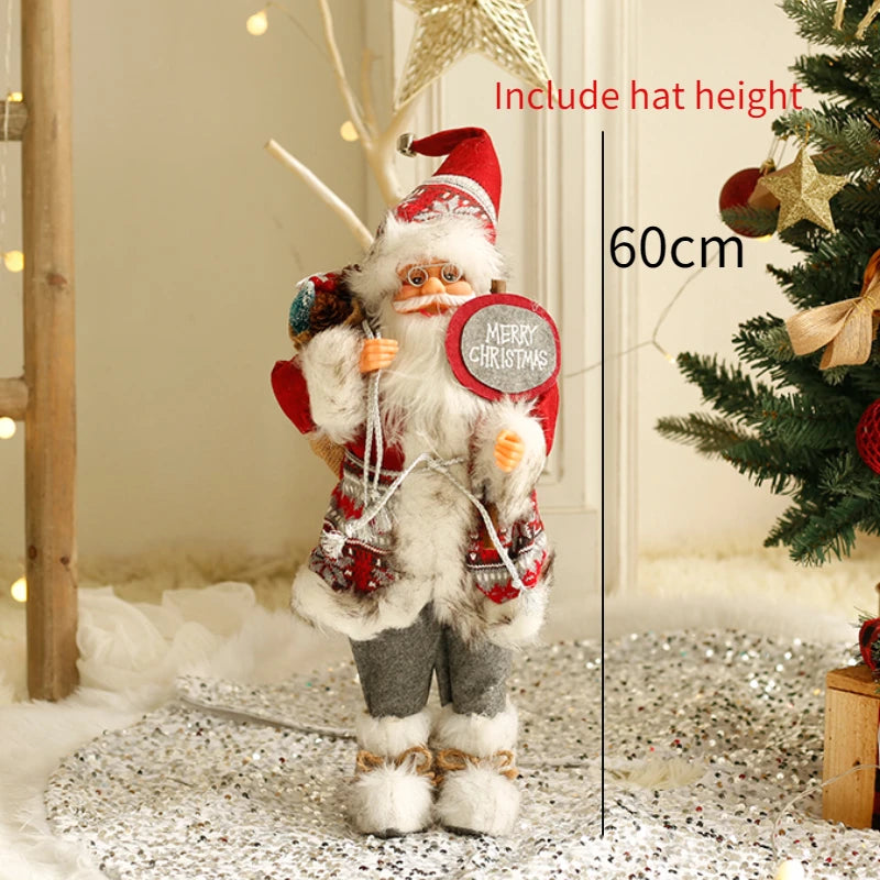60cm Large Santa Claus Merry Christmas Decorations for Home Happy New Year 2023 Santa Claus Doll Window Decorations Home gift