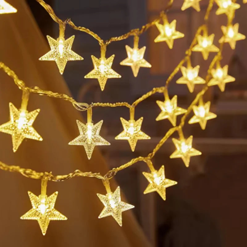 1-10M Christmas Snowflake star light string Moon star string lights for Xmas Party Supplie Tree Garden home Decorations