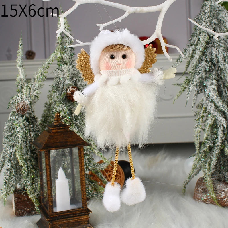 Christmas Plush Angel Girl Boy Dolls Xmas Tree Ornament Natal Noel Deco Christmas Decorations for Home New Year 2023 Kids Gifts