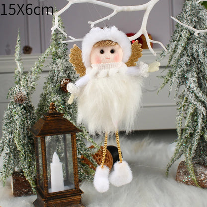 Christmas Plush Angel Girl Boy Dolls Xmas Tree Ornament Natal Noel Deco Christmas Decorations for Home New Year 2023 Kids Gifts