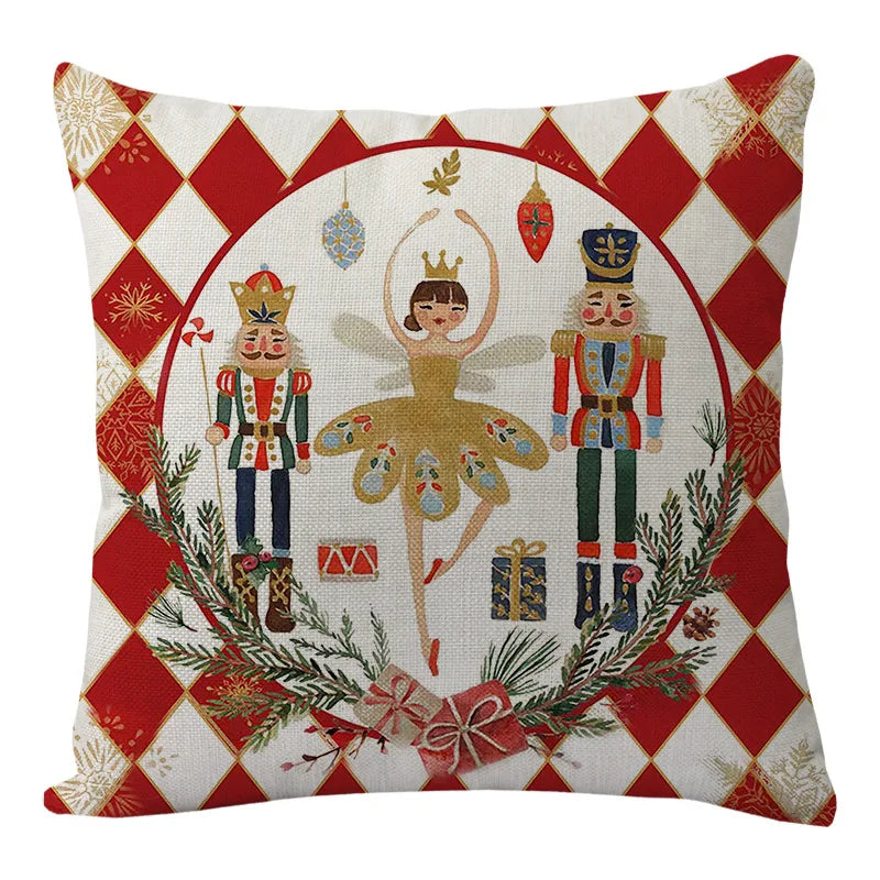 45x45cm Christmas Decoration Pillowcase Xmas Tree Elk Snowman Cottoon Pillow Case Happy New Year Cushion Cover 2024