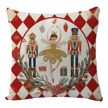 45x45cm Christmas Decoration Pillowcase Xmas Tree Elk Snowman Cottoon Pillow Case Happy New Year Cushion Cover 2024