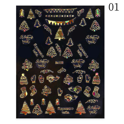 1PCS Christmas White Snowflakes 3D Nail Stickers Nail Art Decoration Cartoon Santa Claus Snowman Stickers Nail Accessories