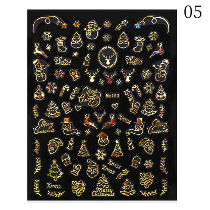 1PCS Christmas White Snowflakes 3D Nail Stickers Nail Art Decoration Cartoon Santa Claus Snowman Stickers Nail Accessories