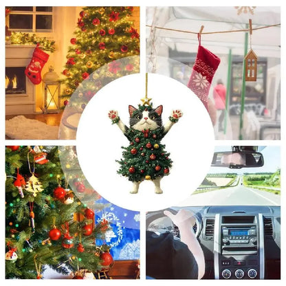 1PC Christmas Tree Pendants Cute Cat Hanging Ornaments for Car Backpack Xmas Tree Decorations Party Supplies New Year Gifts