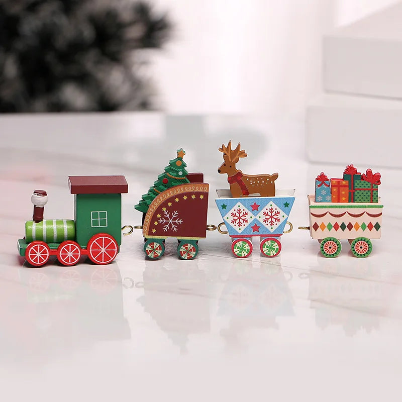 Moving Wooden Christmas Train - Home Xmas Ornament, Noel Navidad Gifts & Happy New Year 2025 Christmas Decor