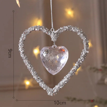 Christmas Snowflake Piece Xmas Tree Pendants Noel Crystal Deer Wreath Hanging Ornaments Merry Christma Decor For Home 2024
