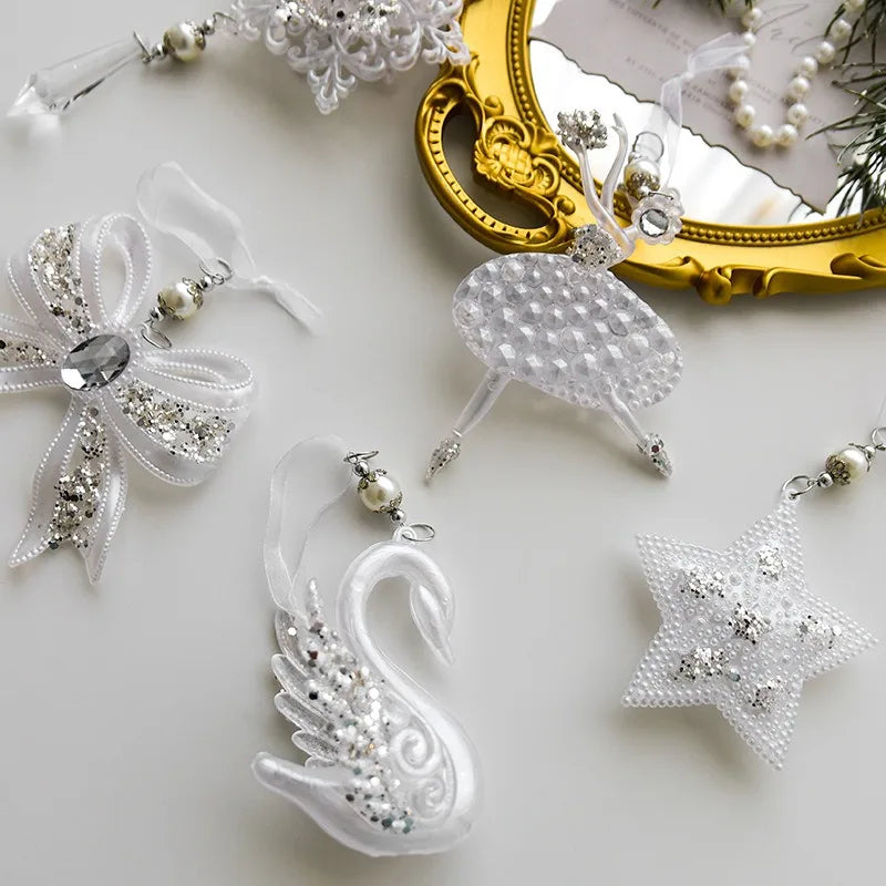 Christmas Home Decorations Crystal Acrylic Ornaments Snowflake Elk Xmas Tree Hanging Pendants Navidad 2024 New Year Gift 2025