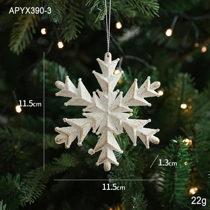 2025 Christmas Tree Pendants Snowflake White Angel Wing Hanging Ornament New Year Navidad Party Window Wall Home Room Decor