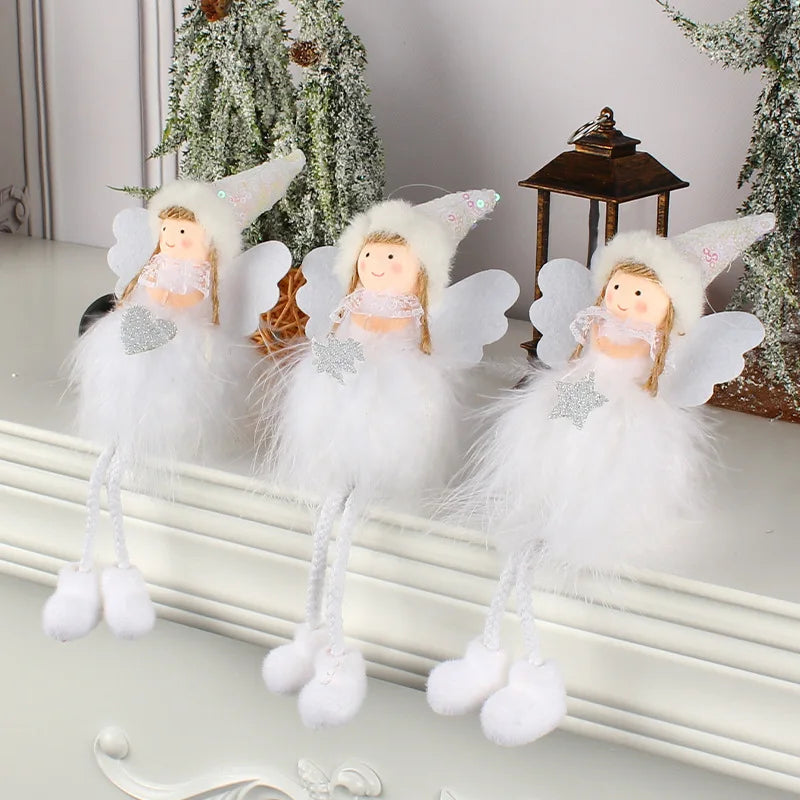 Christmas Plush Angel Girl Boy Dolls Xmas Tree Ornament Natal Noel Deco Christmas Decorations for Home New Year 2023 Kids Gifts