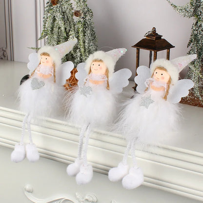 Christmas Plush Angel Girl Boy Dolls Xmas Tree Ornament Natal Noel Deco Christmas Decorations for Home New Year 2023 Kids Gifts