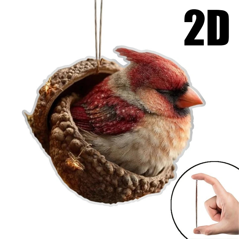 2D Flat Acrylic Cute Christmas Trees Hanging Decor Sleeping Forest Animal Acorn Ornaments Xmas Party Home Decorating Supplies