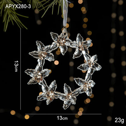 Christmas Home Decorations Crystal Acrylic Ornaments Snowflake Elk Xmas Tree Hanging Pendants Navidad 2024 New Year Gift 2025