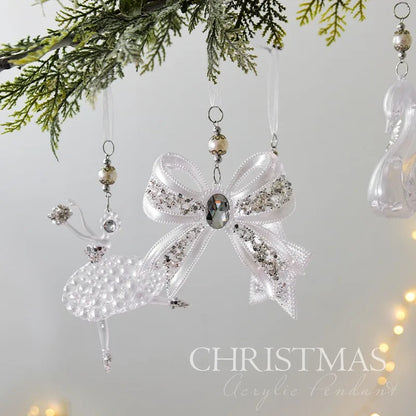 Christmas Home Decorations Crystal Acrylic Ornaments Snowflake Elk Xmas Tree Hanging Pendants Navidad 2024 New Year Gift 2025