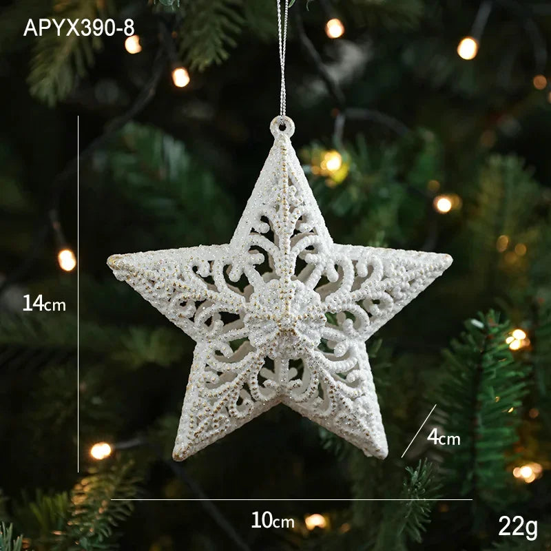 2025 Christmas Tree Pendants Snowflake White Angel Wing Hanging Ornament New Year Navidad Party Window Wall Home Room Decor