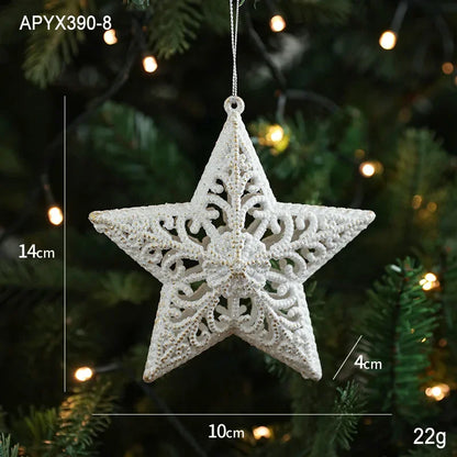 2025 Christmas Tree Pendants Snowflake White Angel Wing Hanging Ornament New Year Navidad Party Window Wall Home Room Decor