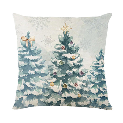 45x45cm Christmas Decoration Pillowcase Xmas Tree Elk Snowman Cottoon Pillow Case Happy New Year Cushion Cover 2024
