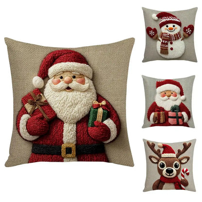 Christmas Deer Linen Pillowcase Christmas Pillowcase  Home Decor Textile Throw  Soft Modern Snowman Home Decorative Pillow Cover