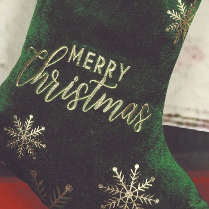 Embroidered Personalized Christmas Stocking Snowflake Pattern Red/Green Christmas Sock Large Capacity Christmas Gift Bag Navidad