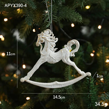 2025 Christmas Tree Pendants Snowflake White Angel Wing Hanging Ornament New Year Navidad Party Window Wall Home Room Decor
