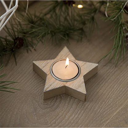 Wooden Xmas Snowflake Candlestick Christmas Tree Shape Candle Holder for Home Decoration 2022 Navidad Kerst Noel New Year Decor