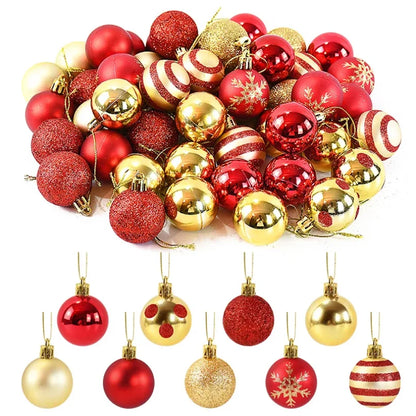 50Pcs/box Christmas Tree Balls Ornament Red Gold Hanging Bauble Pendant 2026 Christmas Decoration for Home 2026 New Year Gifts